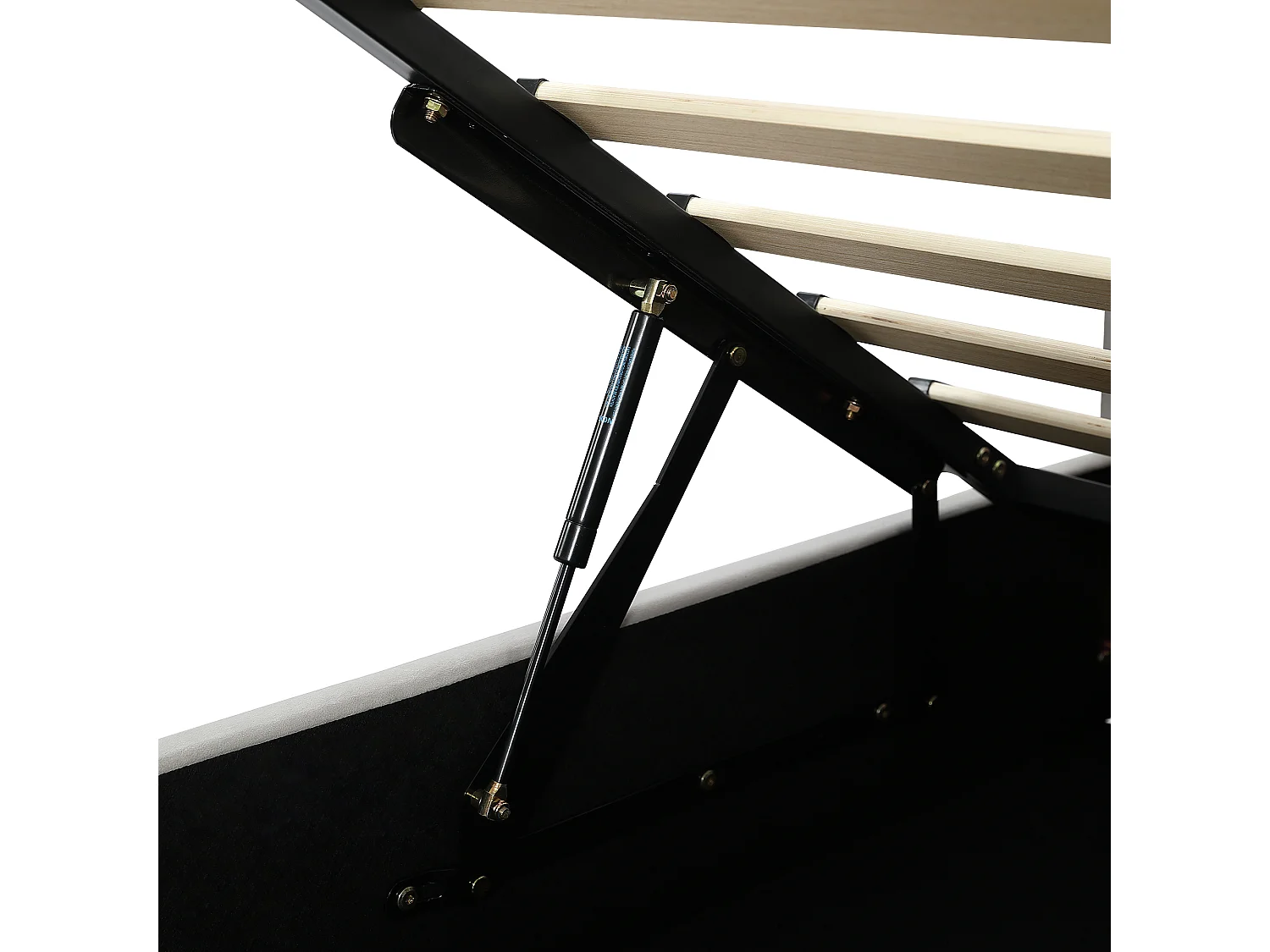 Lit enfant 90x200 cm avec rangement, côté droit, velours gris - sans matelas