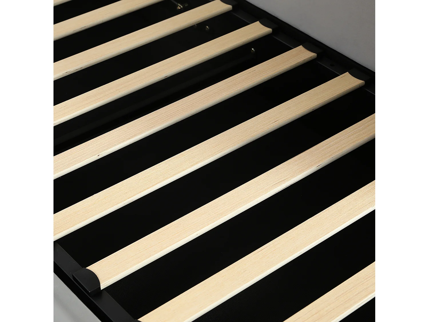 Lit enfant 90x200 cm avec rangement, côté droit, velours gris - sans matelas