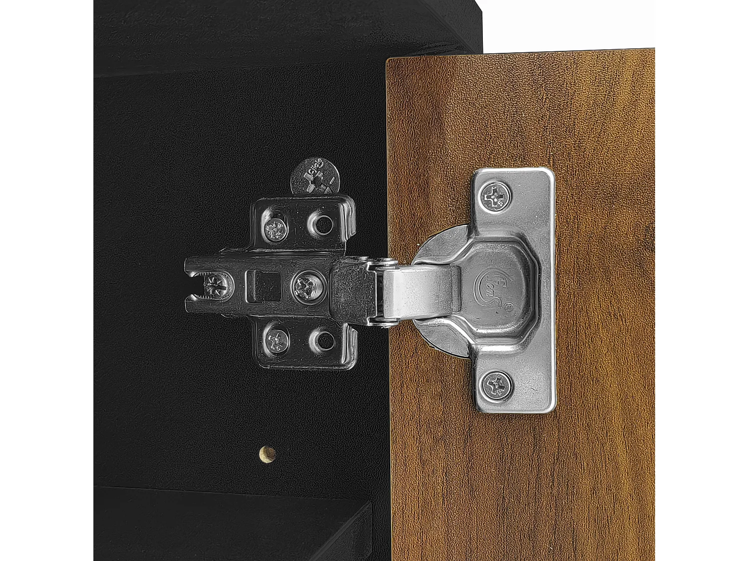 TV-Möbel 180 cm mit 3 Aufbewahrungsschubladen und 2 Türen mit Wellenoptik - Schwarz und Holz