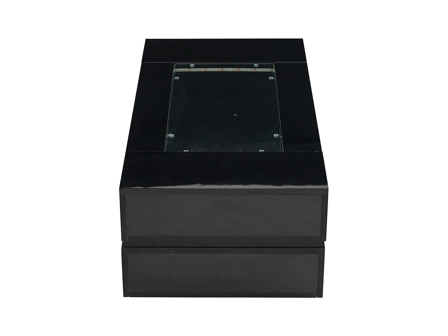Table basse noire avec éclairage LED et rangement ouvert – pour salons et bureaux
