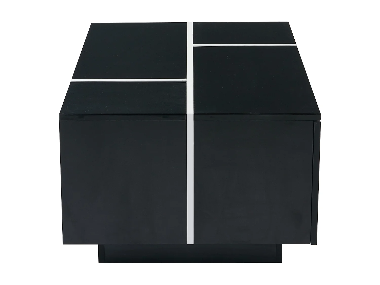 Table basse carrée noire avec 4 tiroirs coulissants – pour salon et bureaux
