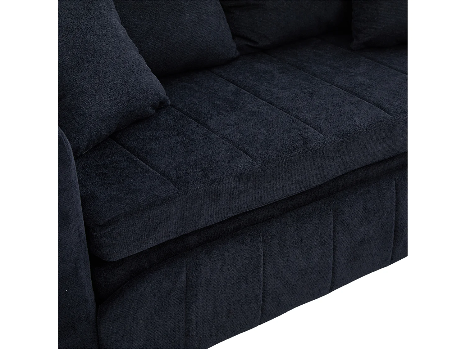 Wandelbares Sofa mit Seitentaschen, Getränkehaltern und USB-Ladeanschluss – Schwarzes Chenille