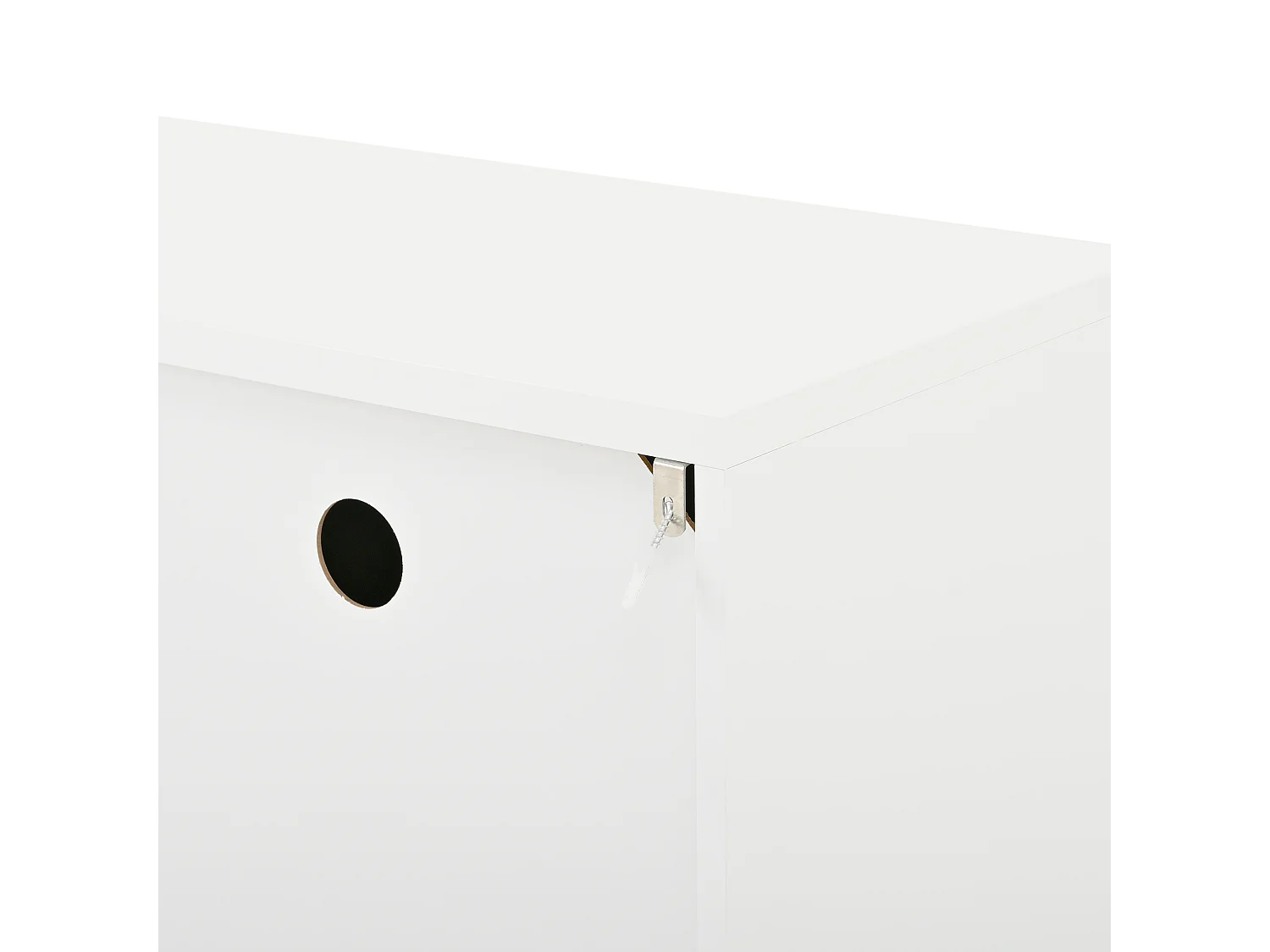 Meuble TV blanc avec 4 portes et bordure dorée - pour salon et bureaux