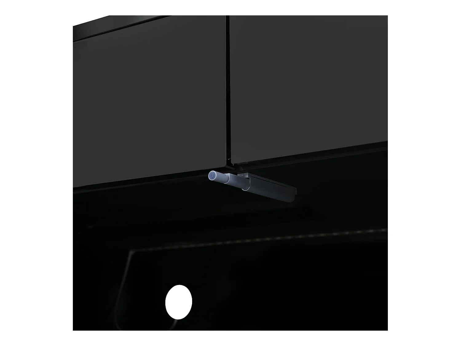 Table basse noire avec 2 tiroirs et panneaux en verre, éclairage LED - pour salon