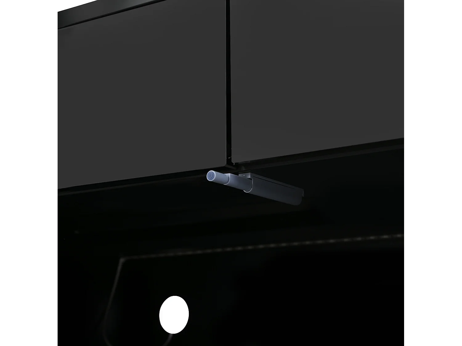 Tavolino da caffè nero con 2 cassetti e pannelli in vetro, illuminazione LED - Per soggiorno