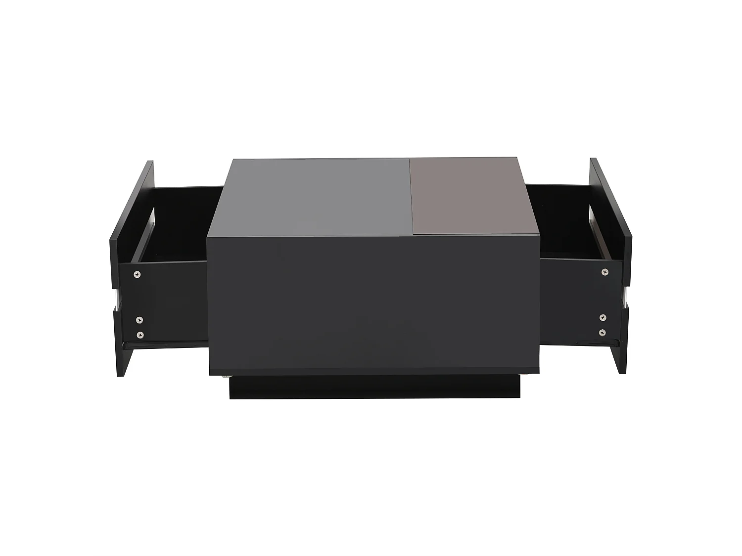 Table basse carrée avec éclairage LED et 2 tiroirs de rangement - noir et blanc