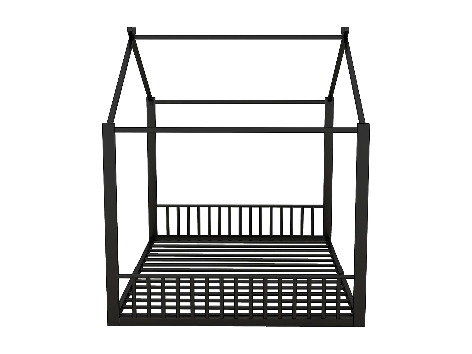 Kinderbett 140x200 cm mit Lattenrost, Metallgestell, schwarz - ohne Matratze