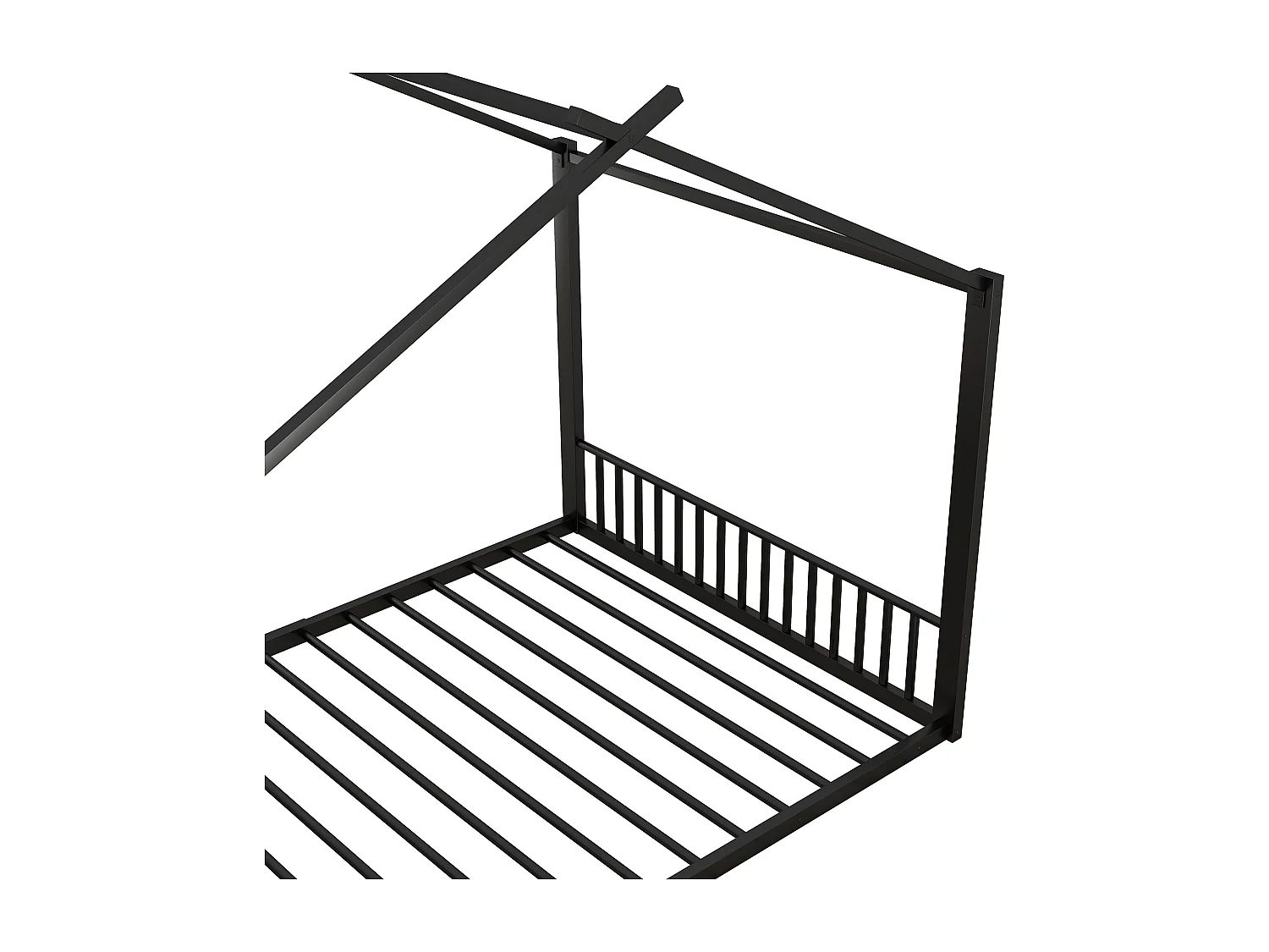 Kinderbett 140x200 cm mit Lattenrost, Metallgestell, schwarz - ohne Matratze