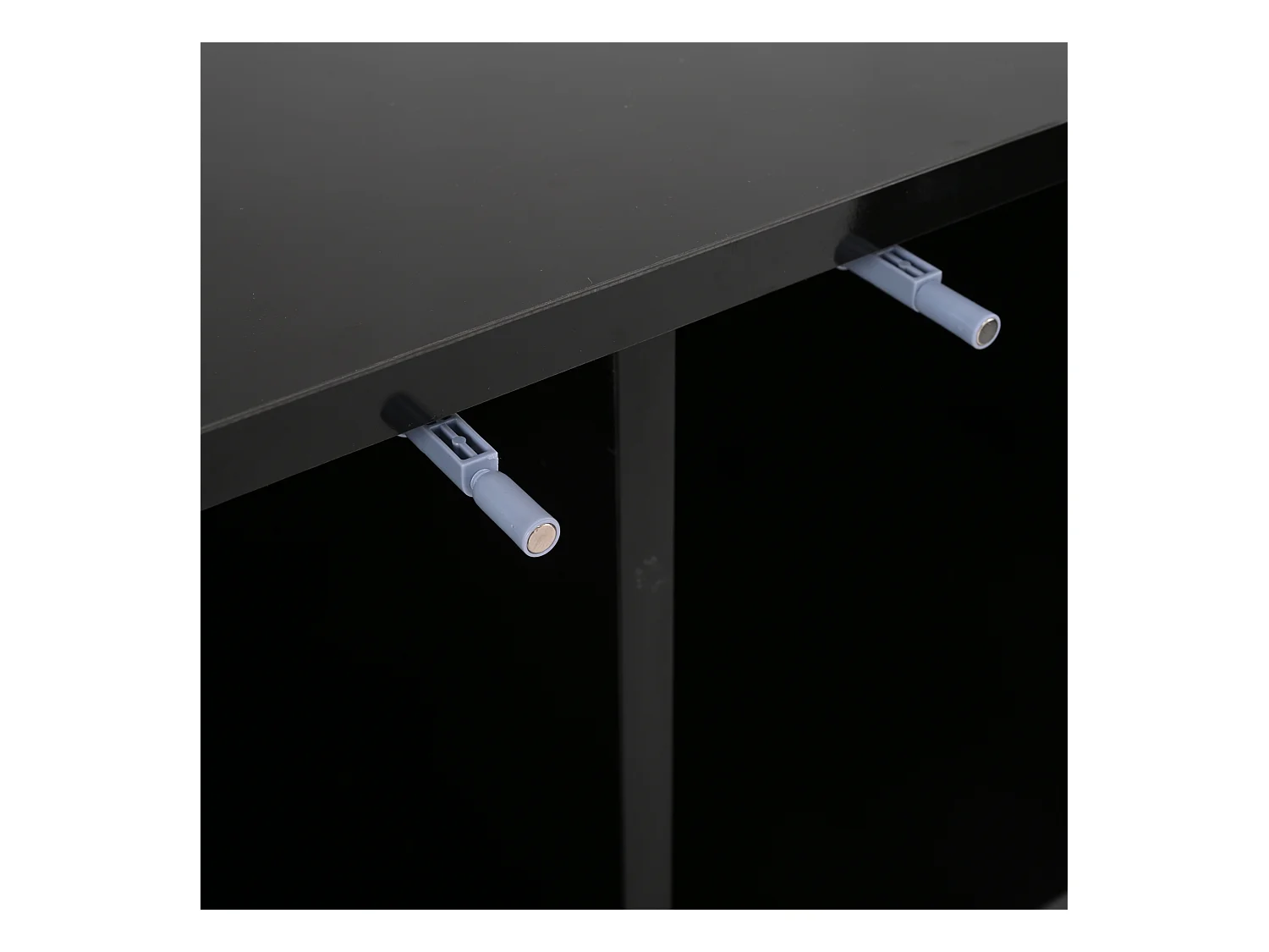 Table basse noire avec 2 portes et 2 panneaux latéraux en verre, éclairage LED - pour salon