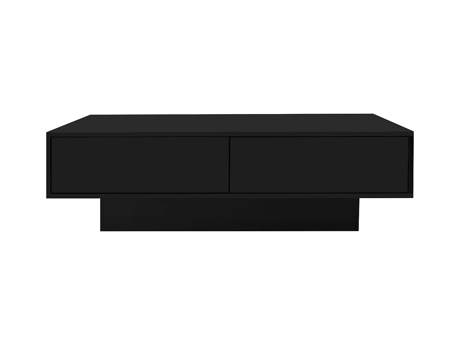 Table basse brillante noire avec 2 tiroirs de rangement et éclairage LED – pour salon