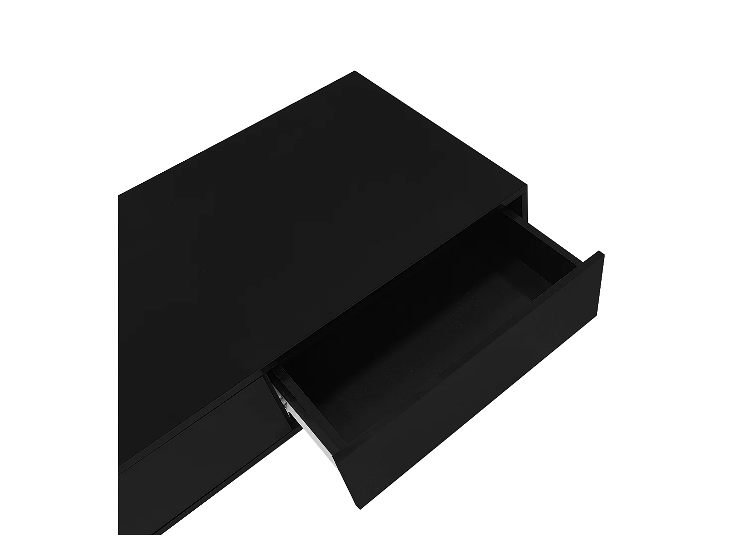Table basse brillante noire avec 2 tiroirs de rangement et éclairage LED – pour salon