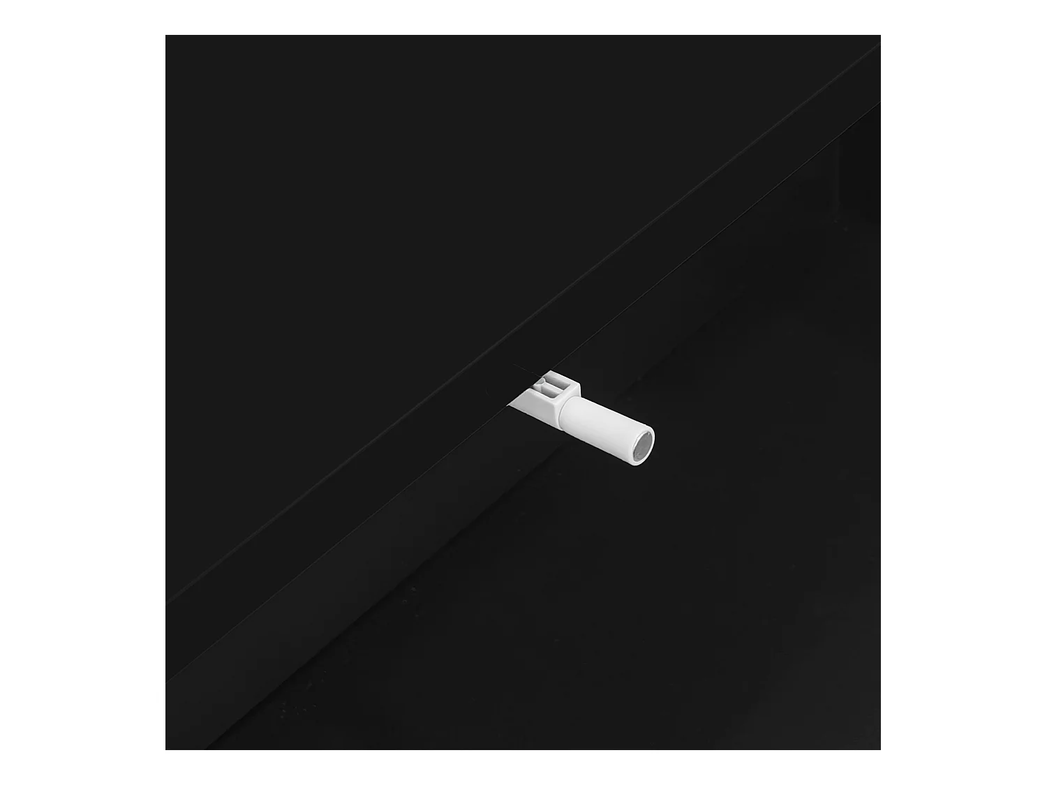 Table basse brillante noire avec 2 tiroirs de rangement et éclairage LED – pour salon