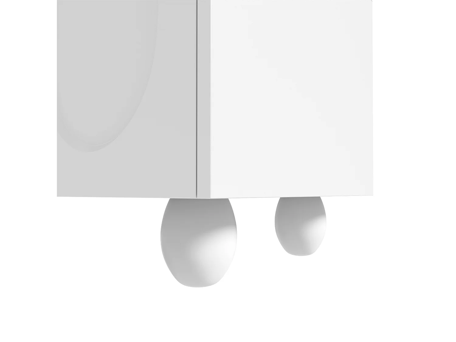 Mobile TV da 180 cm con 2 cassetti portaoggetti e 4 ante curve con motivo – Bianco