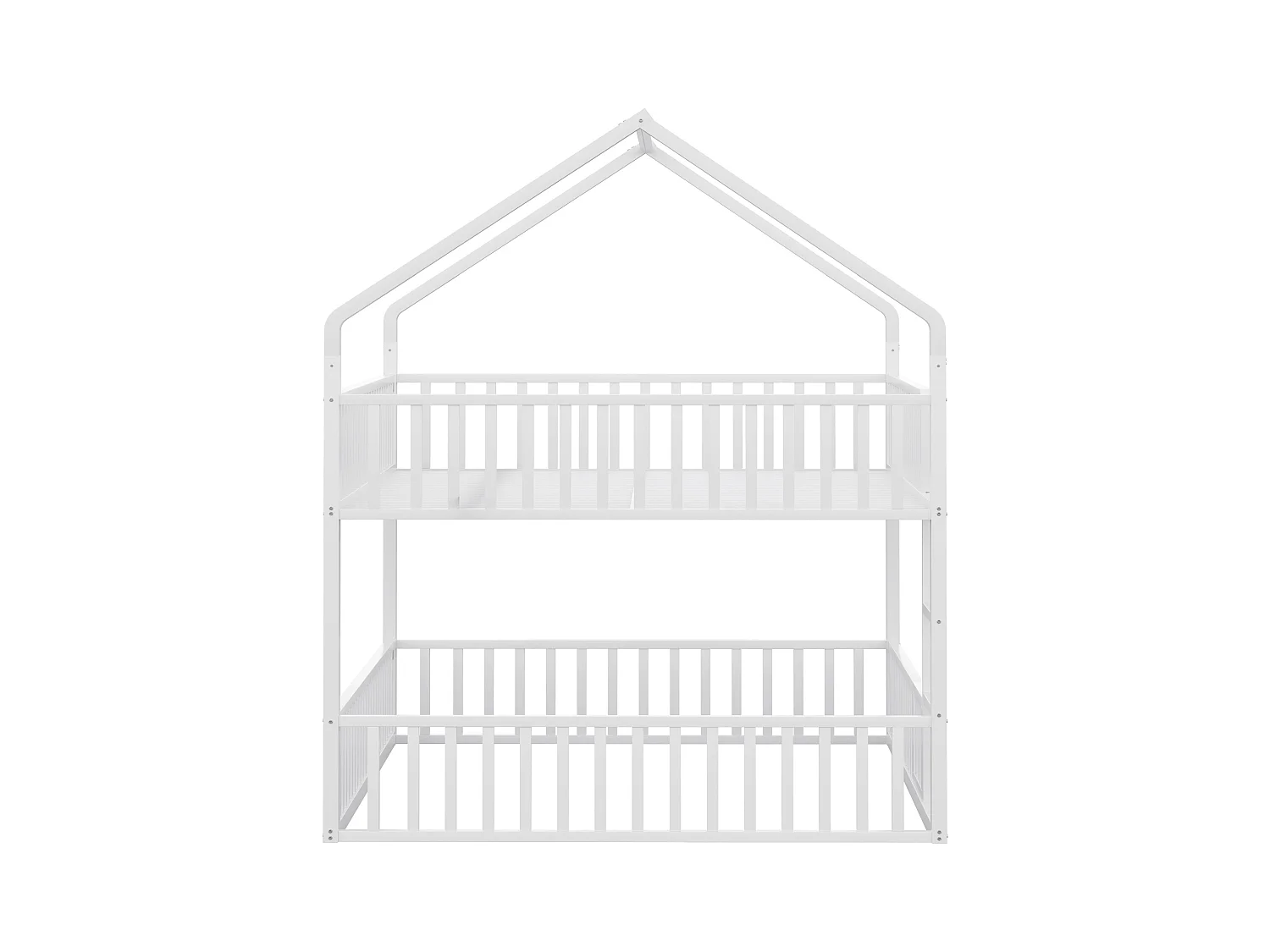 Lit superposé enfant 140x200 cm avec escalier et barrières de sécurité, blanc - sans matelas