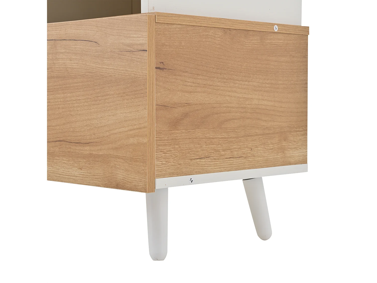 Meuble TV 180 cm avec 2 portes, 2 compartiments de rangement et 1 tiroir - Blanc et bois naturel