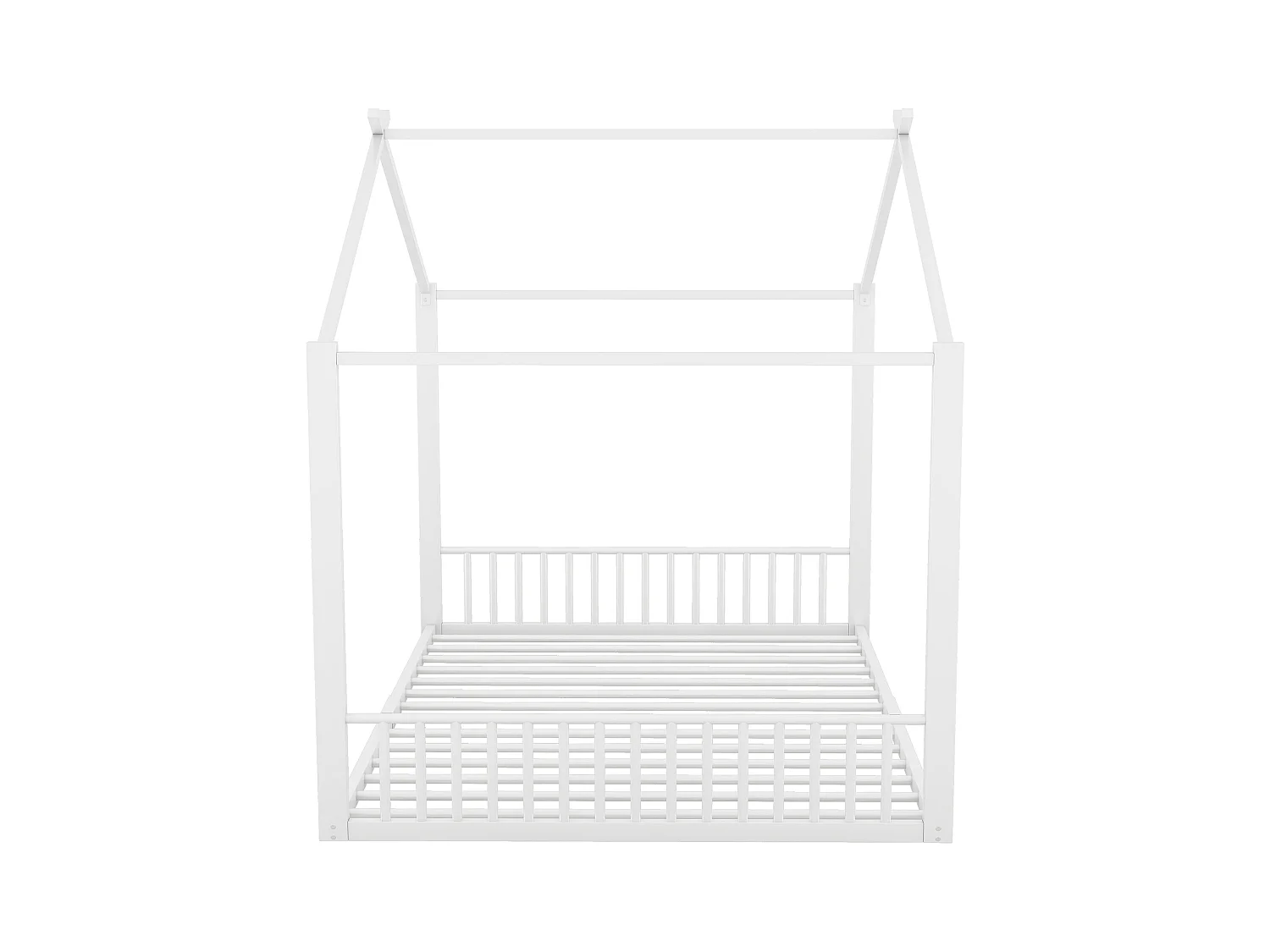 Lit cabane 140x200 cm, lit enfant avec sommier à lattes, blanc - sans matelas