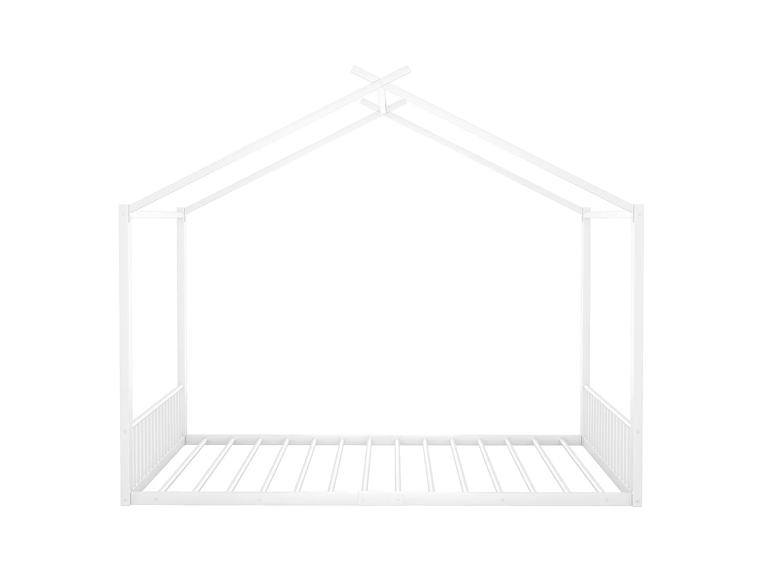 Lit cabane 140x200 cm, lit enfant avec sommier à lattes, blanc - sans matelas