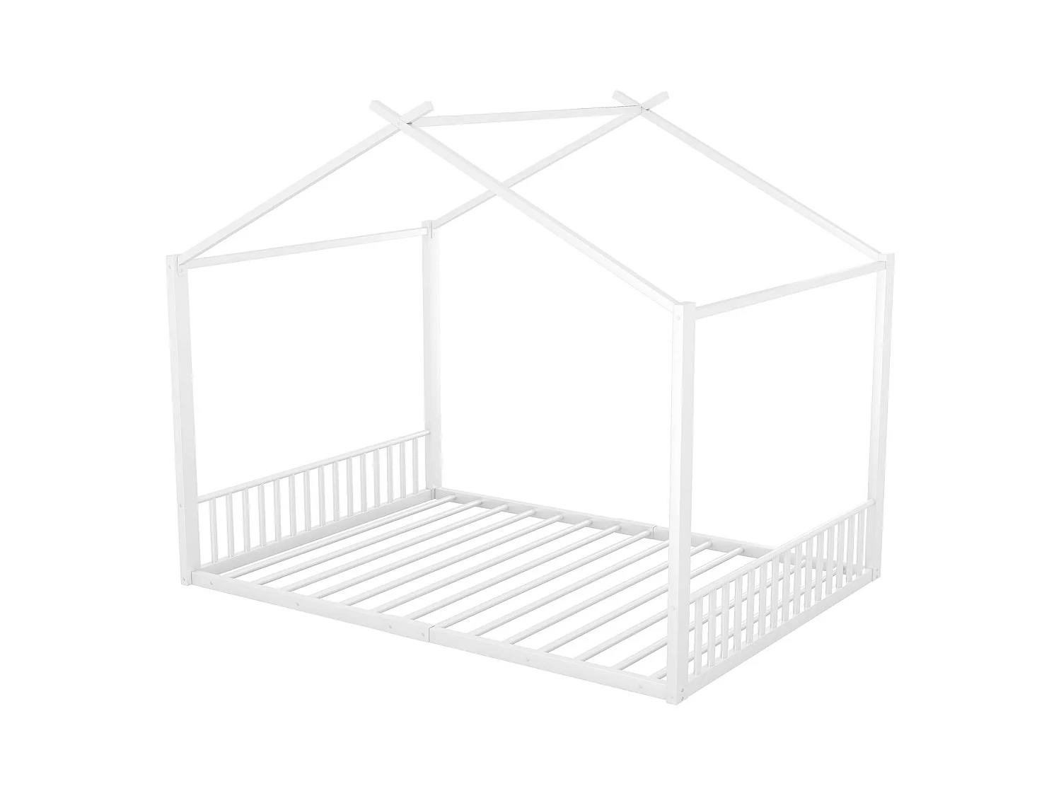 Lit cabane 140x200 cm, lit enfant avec sommier à lattes, blanc - sans matelas