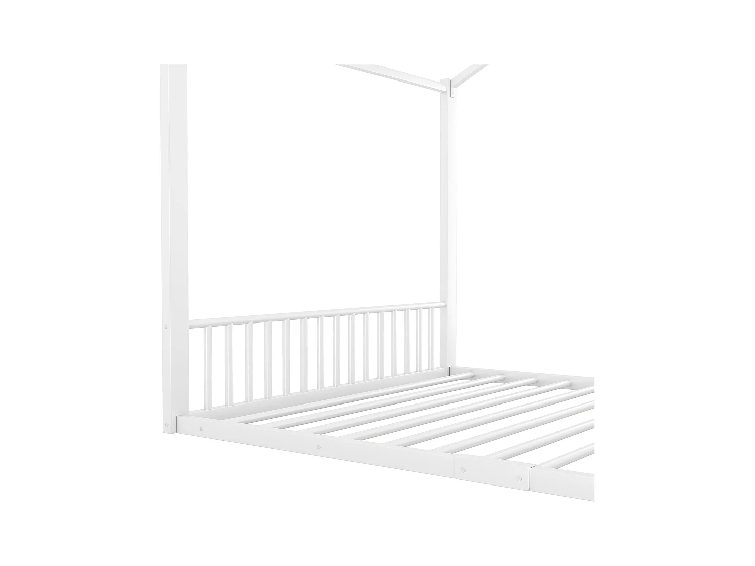 Lit cabane 140x200 cm, lit enfant avec sommier à lattes, blanc - sans matelas