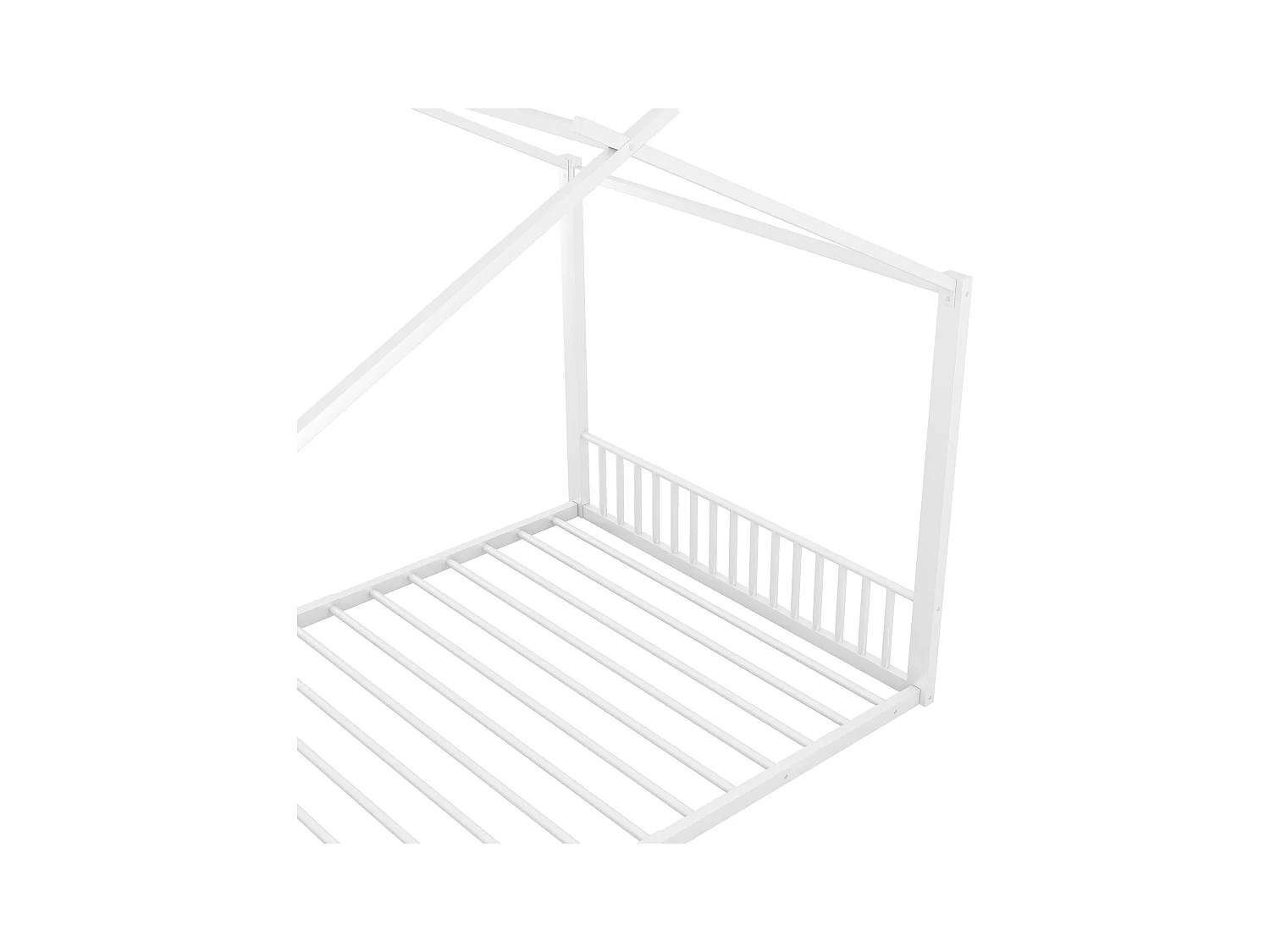 Lit cabane 140x200 cm, lit enfant avec sommier à lattes, blanc - sans matelas