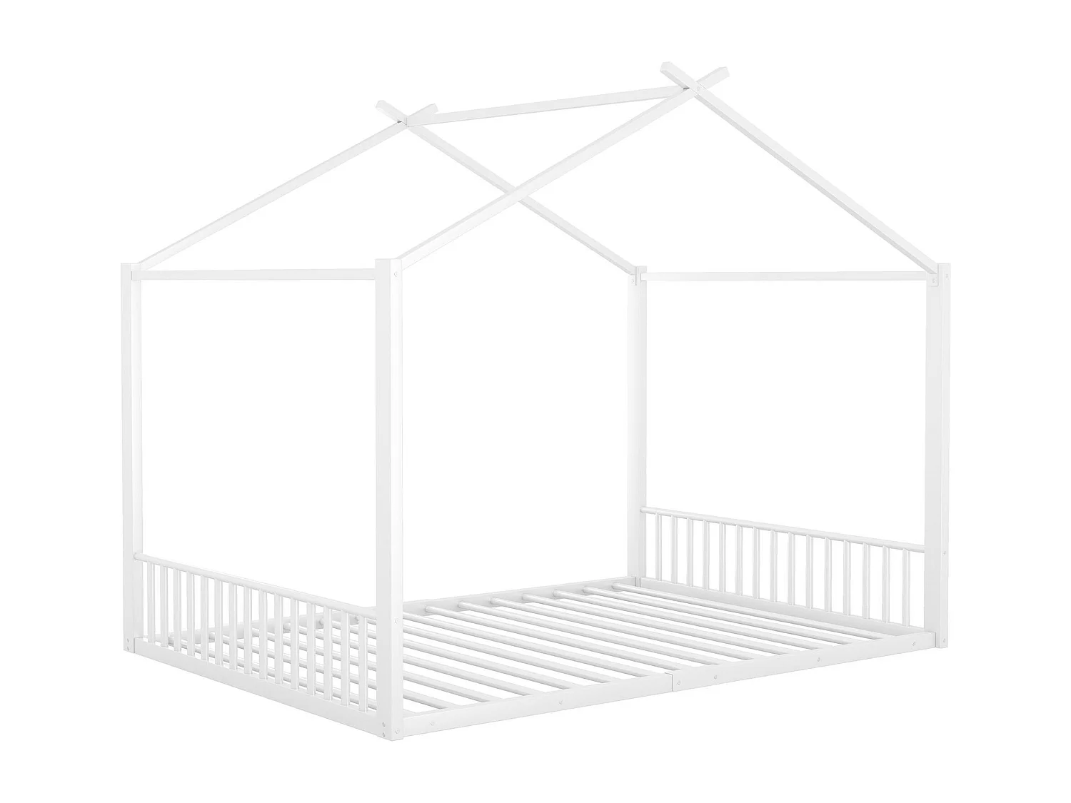 Kinderbett 140x200 cm mit Lattenrost, Metallgestell, weiß - ohne Matratze