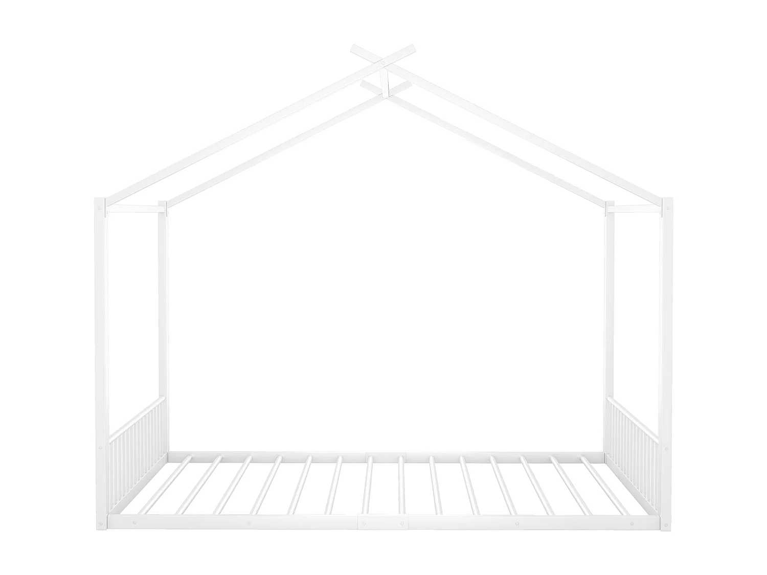 Kinderbett 140x200 cm mit Lattenrost, Metallgestell, weiß - ohne Matratze