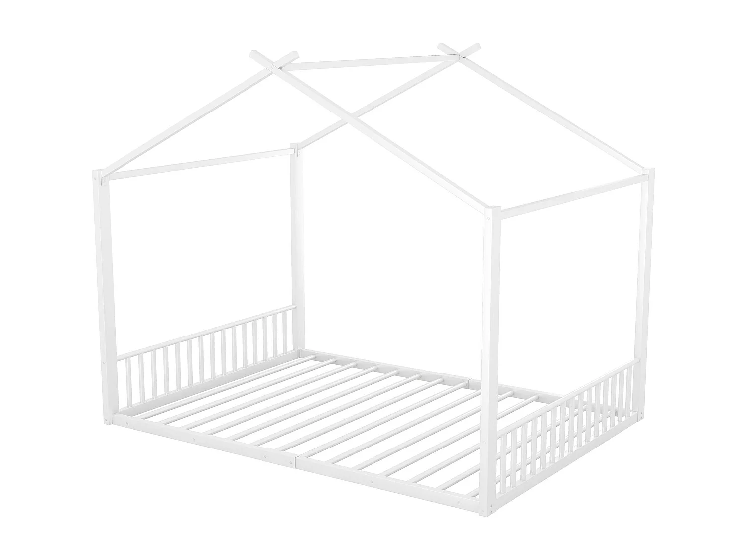 Kinderbett 140x200 cm mit Lattenrost, Metallgestell, weiß - ohne Matratze