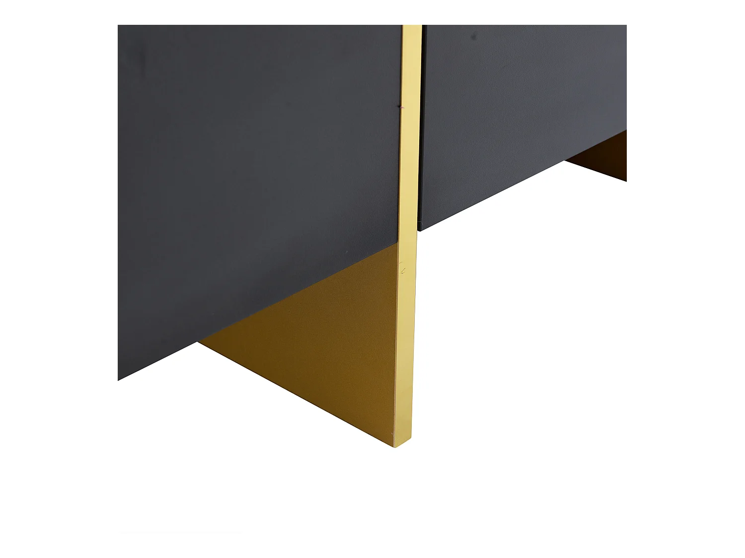 Table basse rectangulaire avec 4 tiroirs de rangement, noire et dorée - pour salon