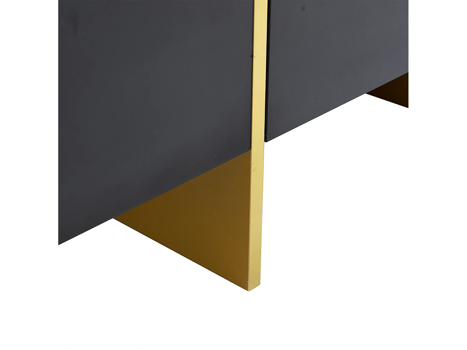 Table basse rectangulaire avec 4 tiroirs de rangement, noire et dorée - pour salon