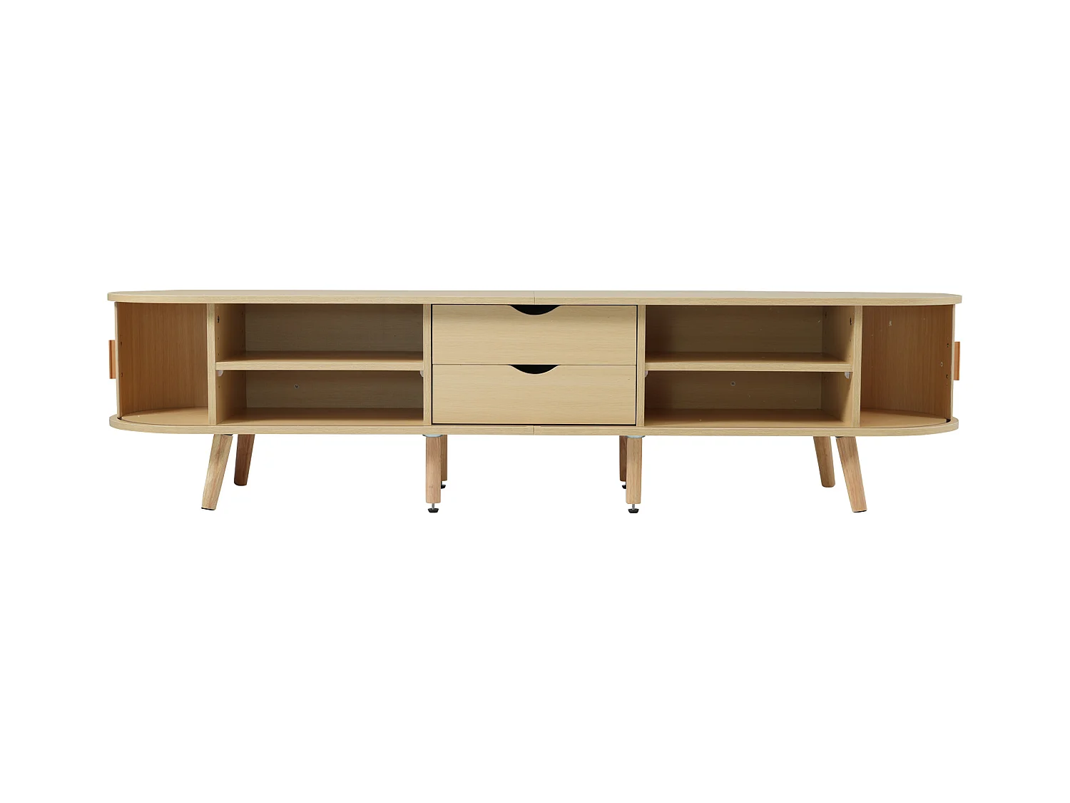 Meuble TV 175 cm avec 2 tiroirs et rangement, plateau en MDF - Couleur du bois