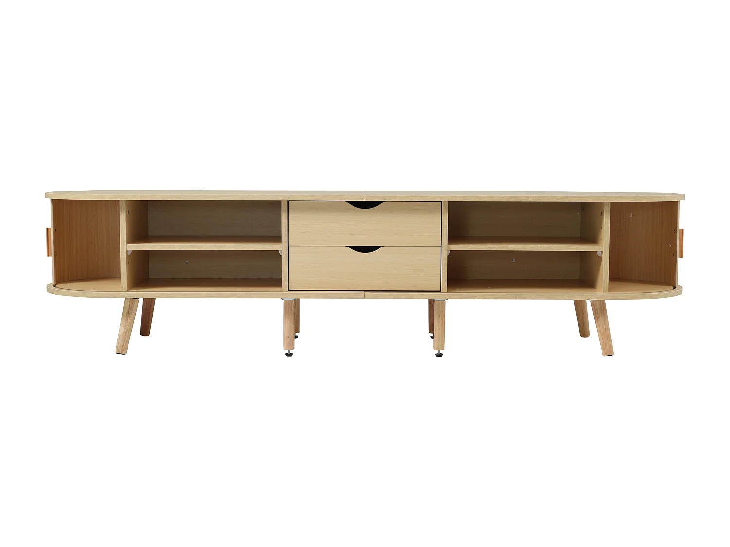 Meuble TV 175 cm avec 2 tiroirs et rangement, plateau en MDF - Couleur du bois