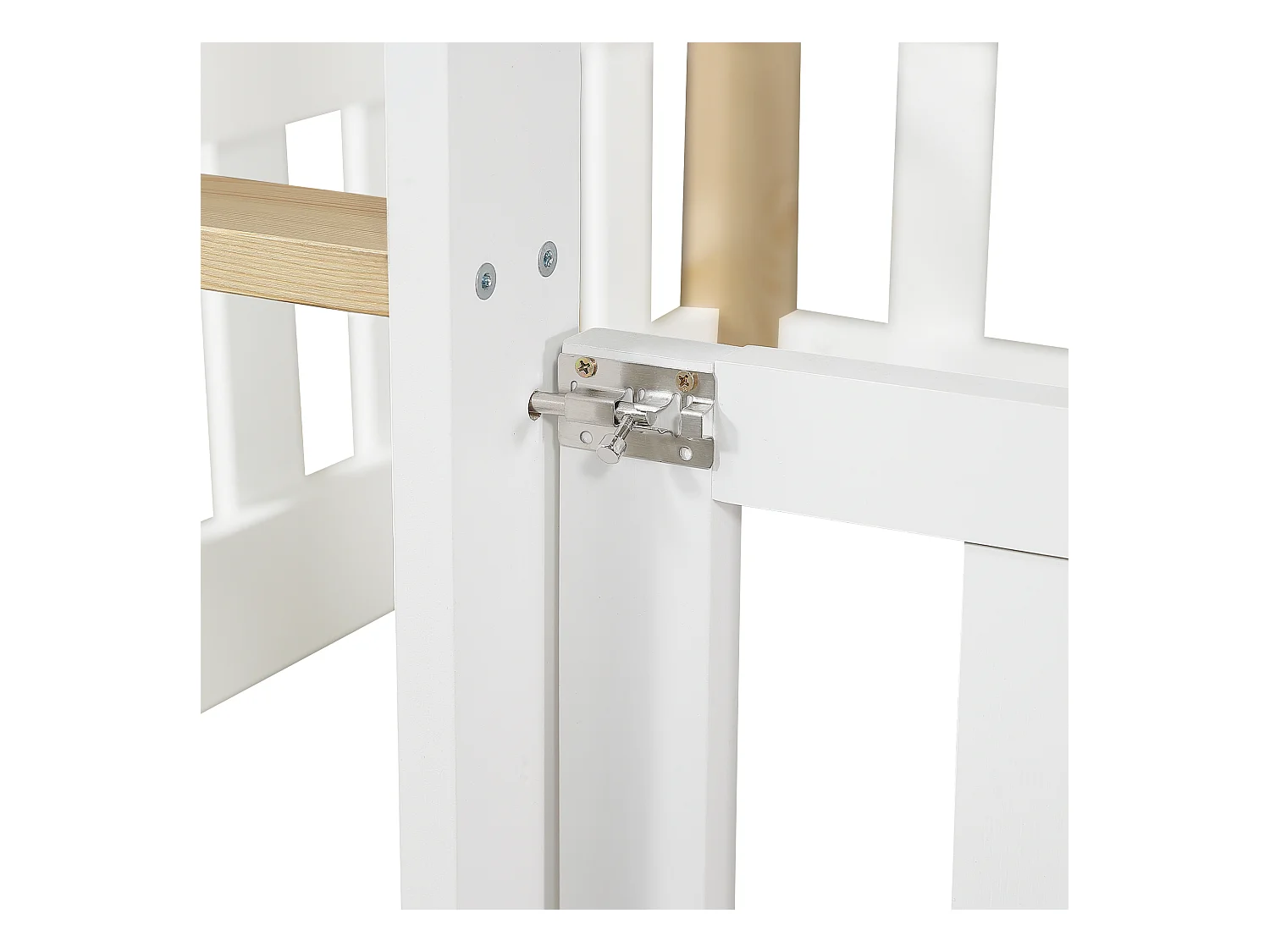 Stapelbed voor kinderen 90x200 cm met glijbaan en trap, wit en naturel - zonder matras