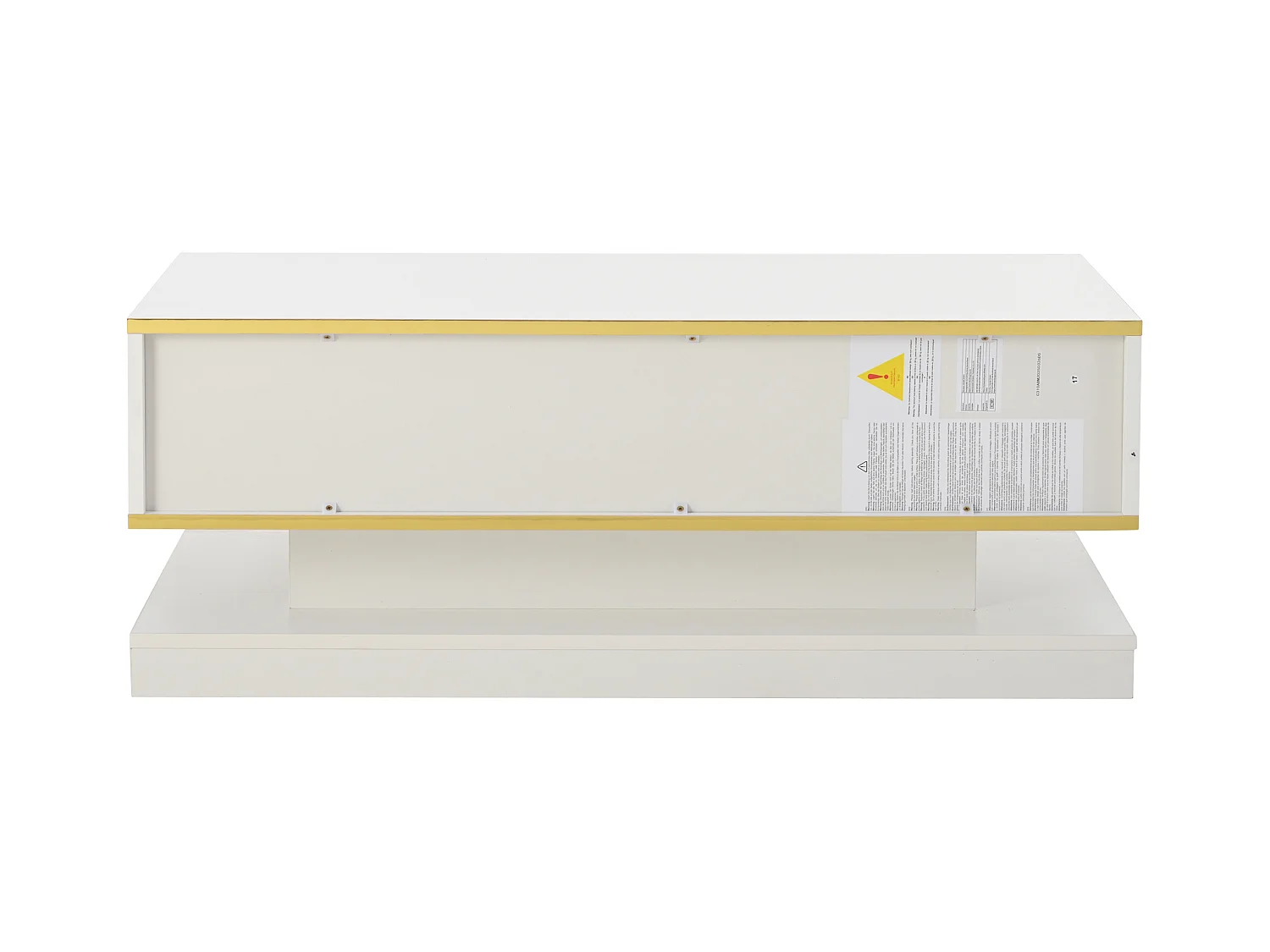 Glanzende salontafel met 2 opbergladen, wit en goudkleurig - Voor woonkamer