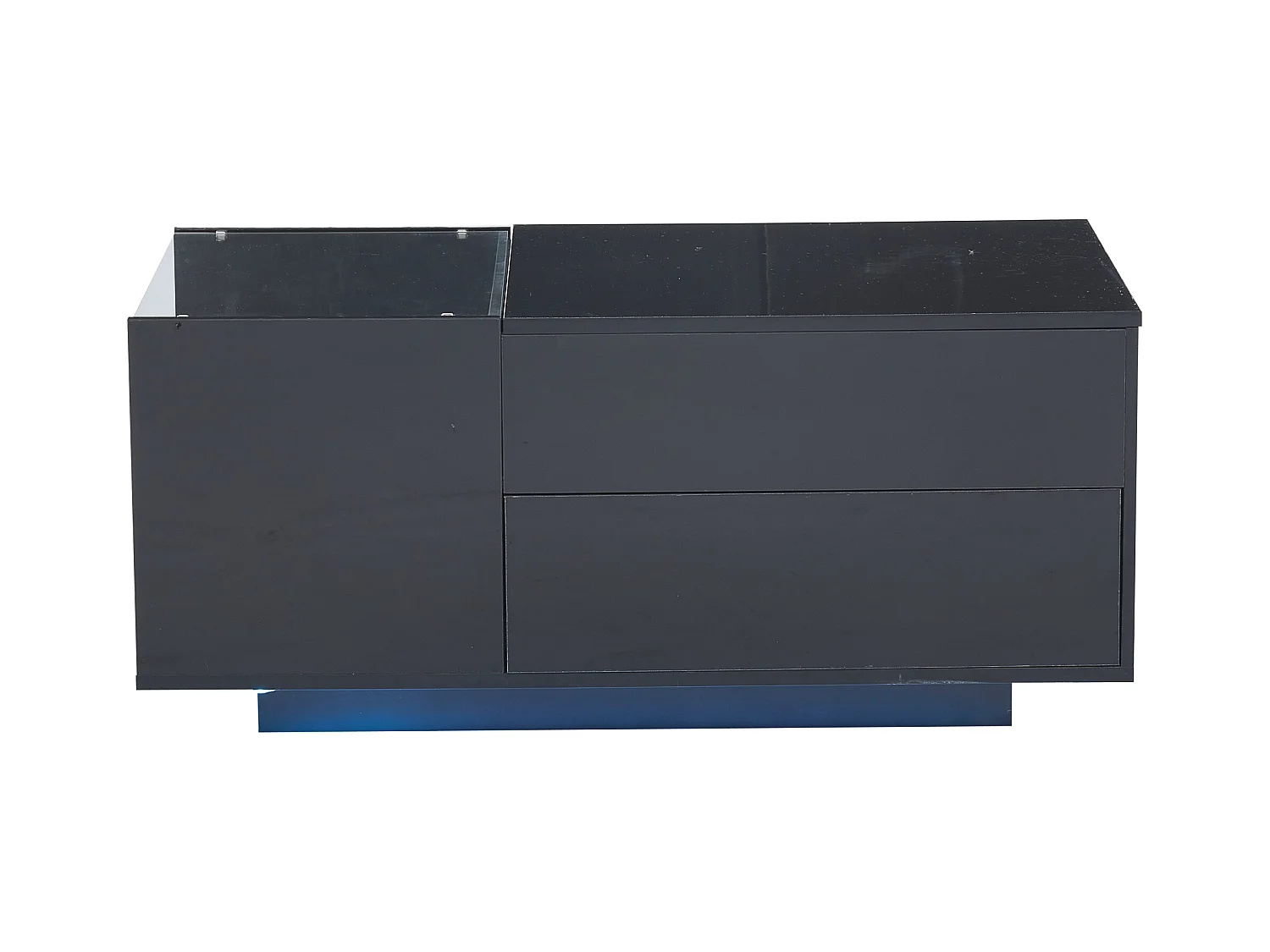 Table basse relevable Table basse noir avec éclairage LED et prise USB, 1 tiroir - pour salon