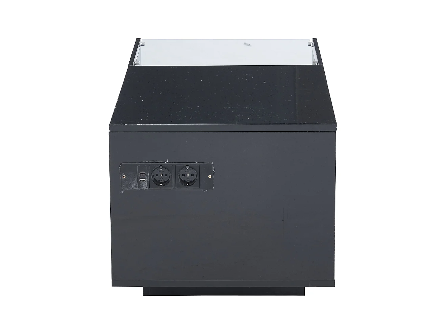 Table basse relevable Table basse noir avec éclairage LED et prise USB, 1 tiroir - pour salon