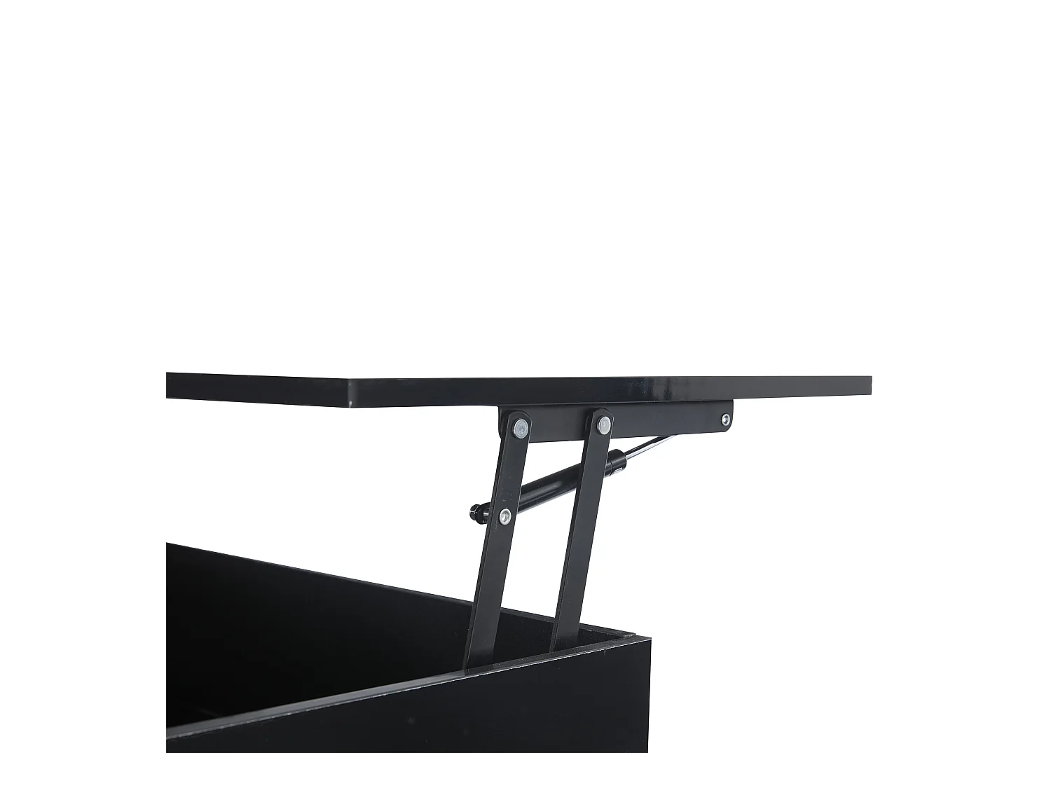 Table basse relevable Table basse noir avec éclairage LED et prise USB, 1 tiroir - pour salon