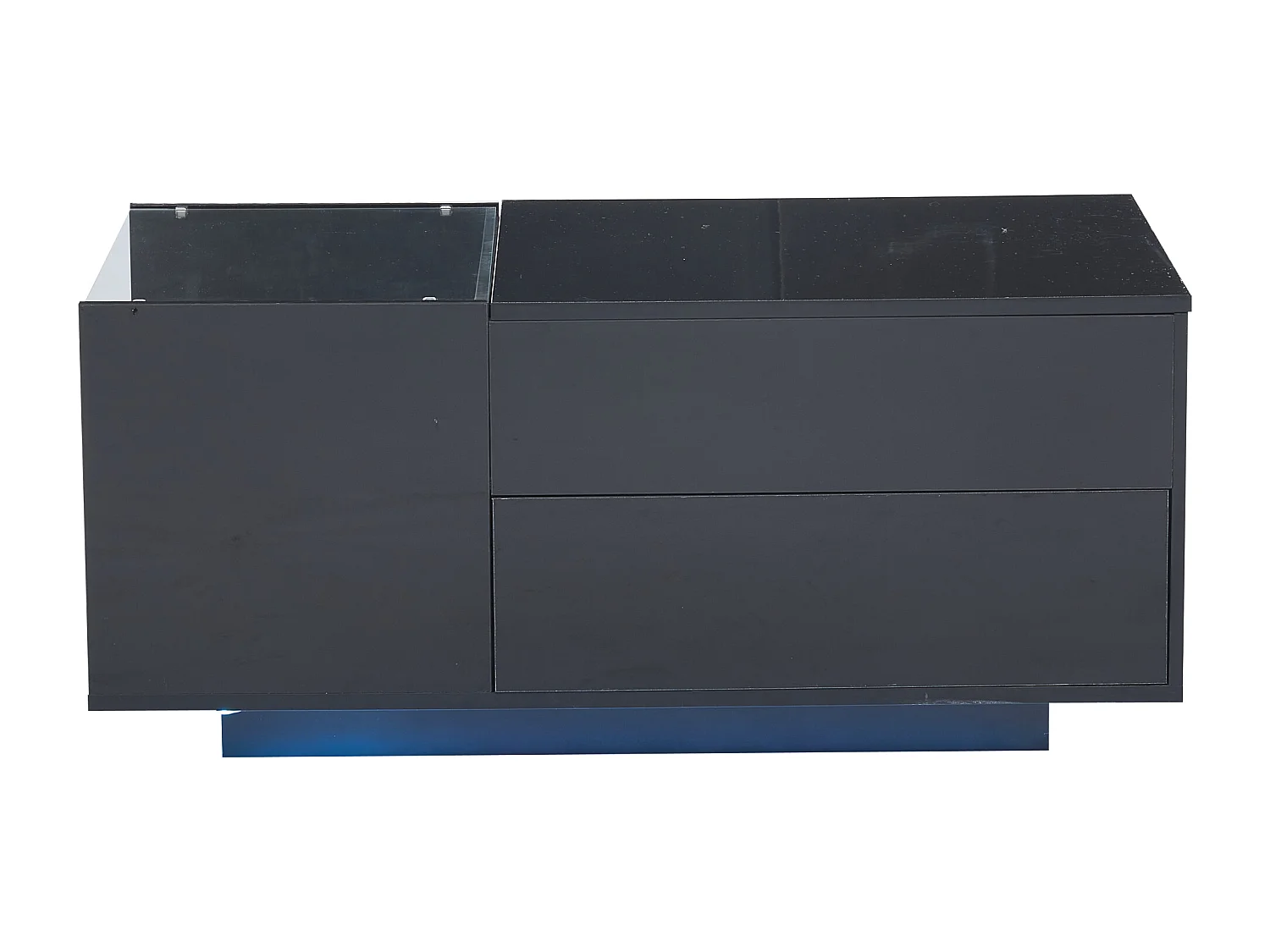 Table basse relevable Table basse noir avec éclairage LED et prise USB, 1 tiroir - pour salon