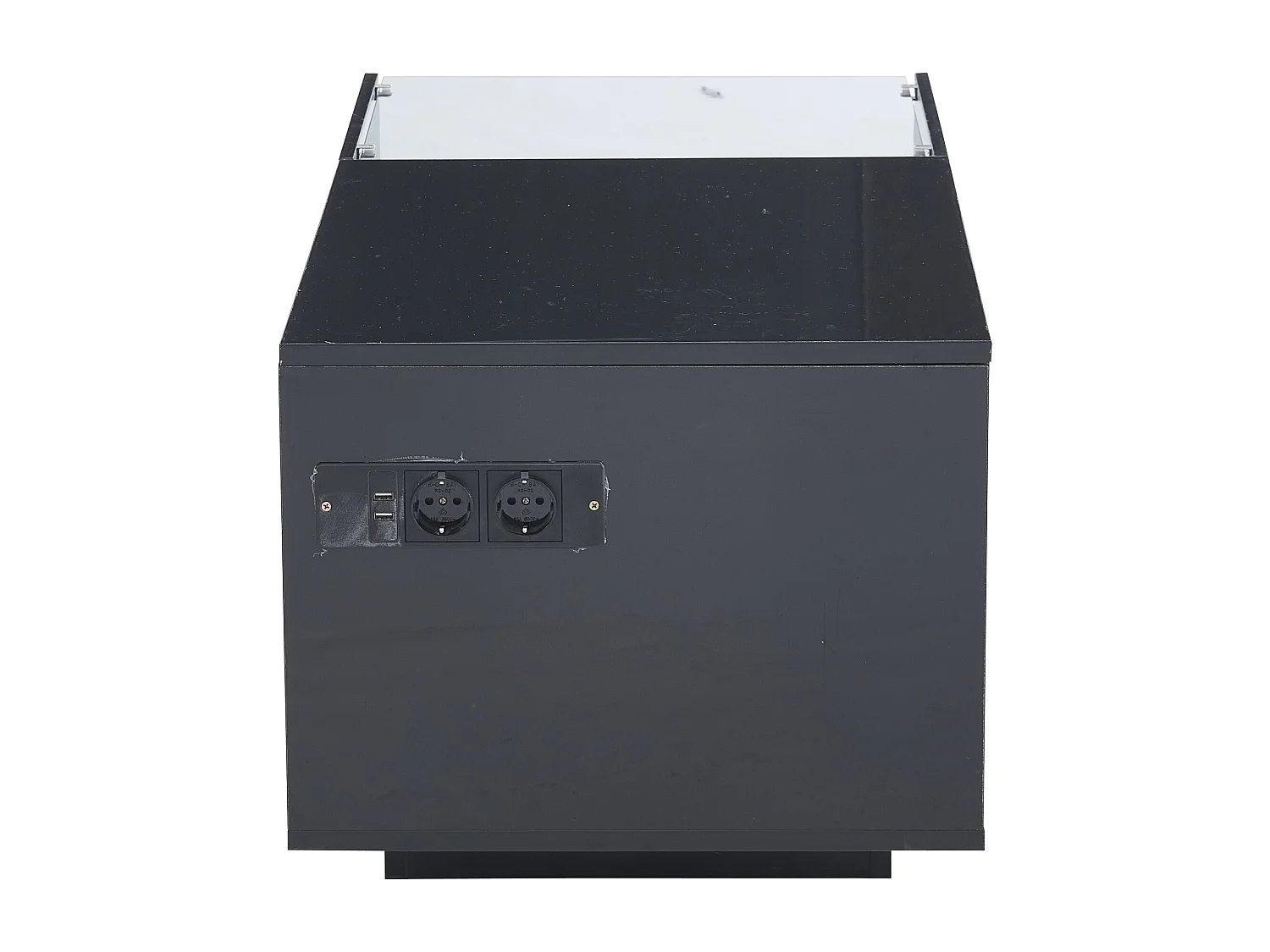 Table basse relevable Table basse noir avec éclairage LED et prise USB, 1 tiroir - pour salon