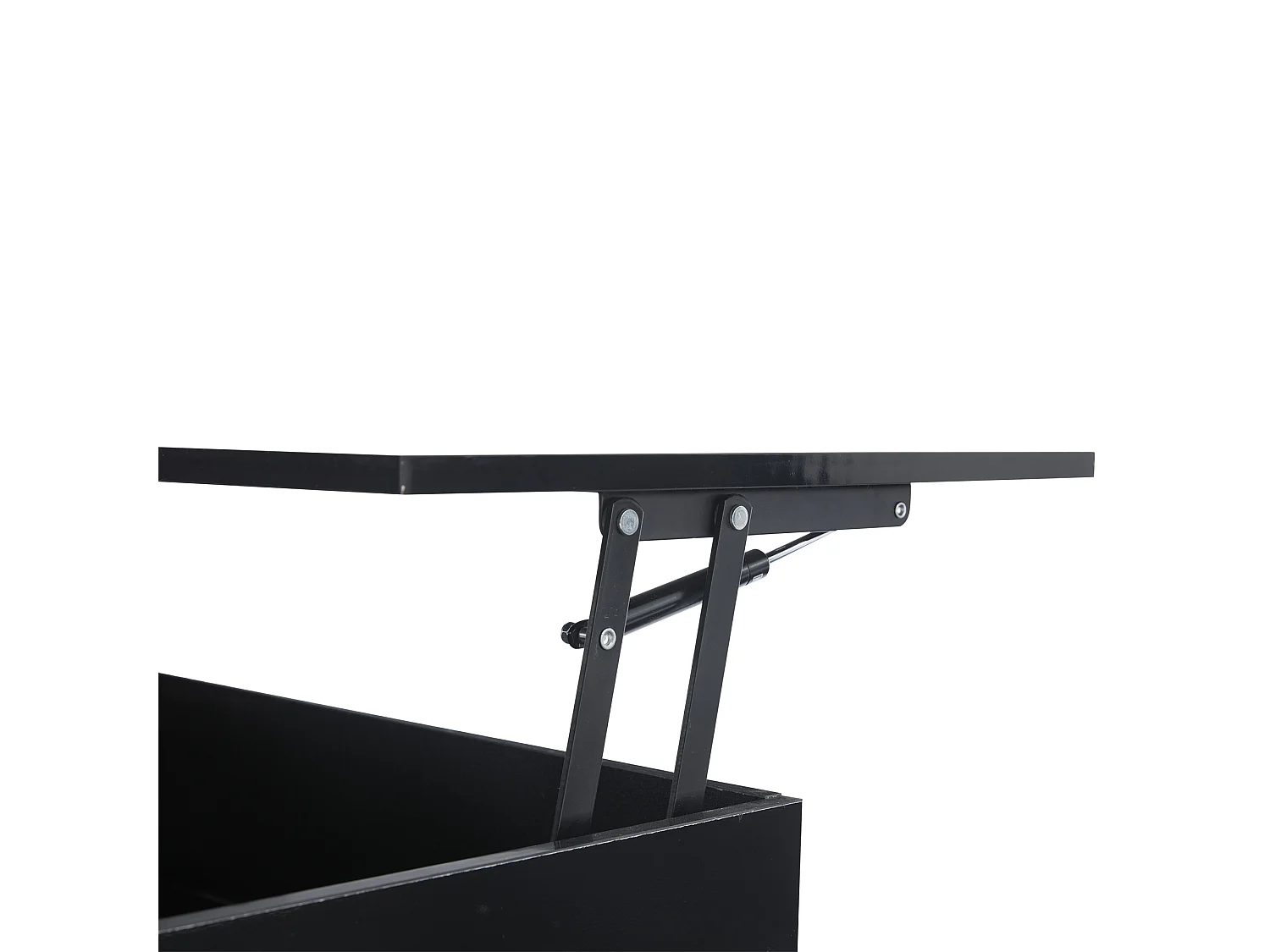 Table basse relevable Table basse noir avec éclairage LED et prise USB, 1 tiroir - pour salon