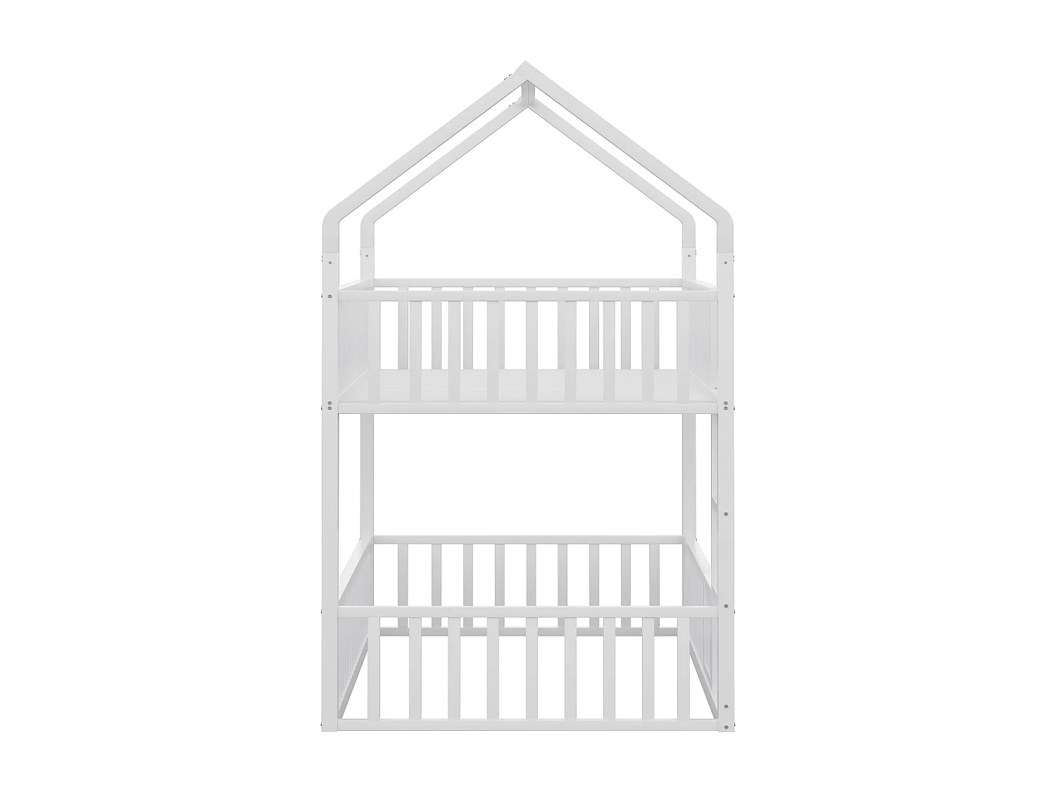Lit superposé enfant 90x200 cm avec escalier et barrières de sécurité, blanc - sans matelas