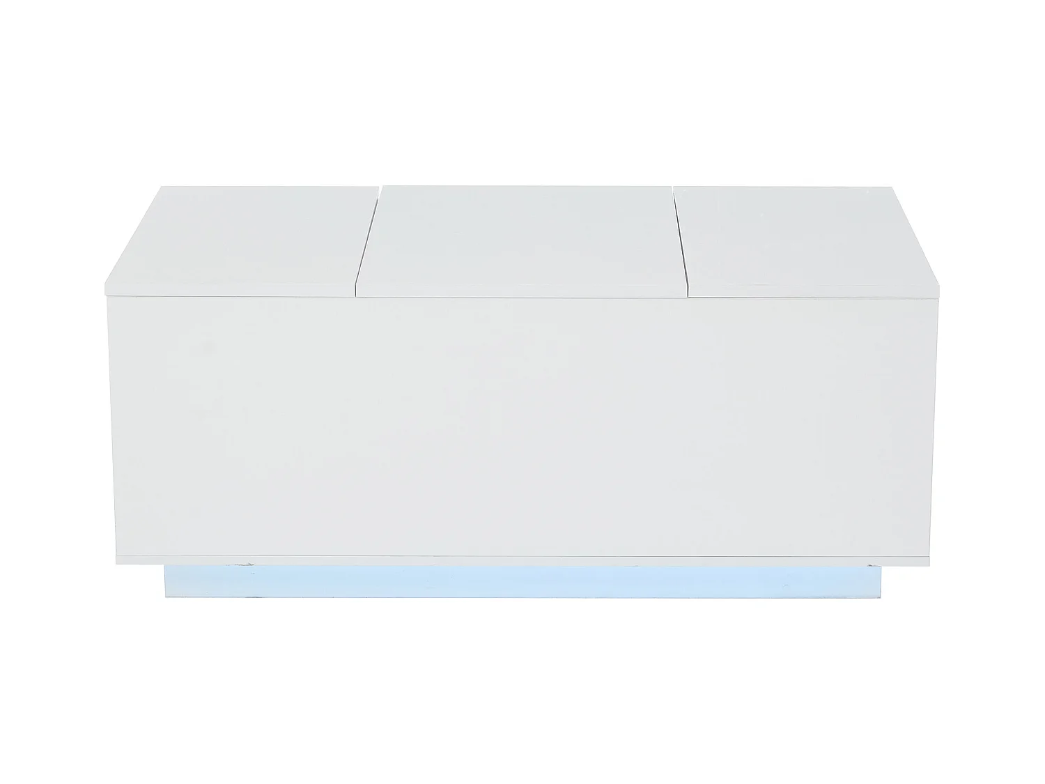 Table basse relevable Table basse blanc avec éclairage LED et 2 tiroirs de rangement