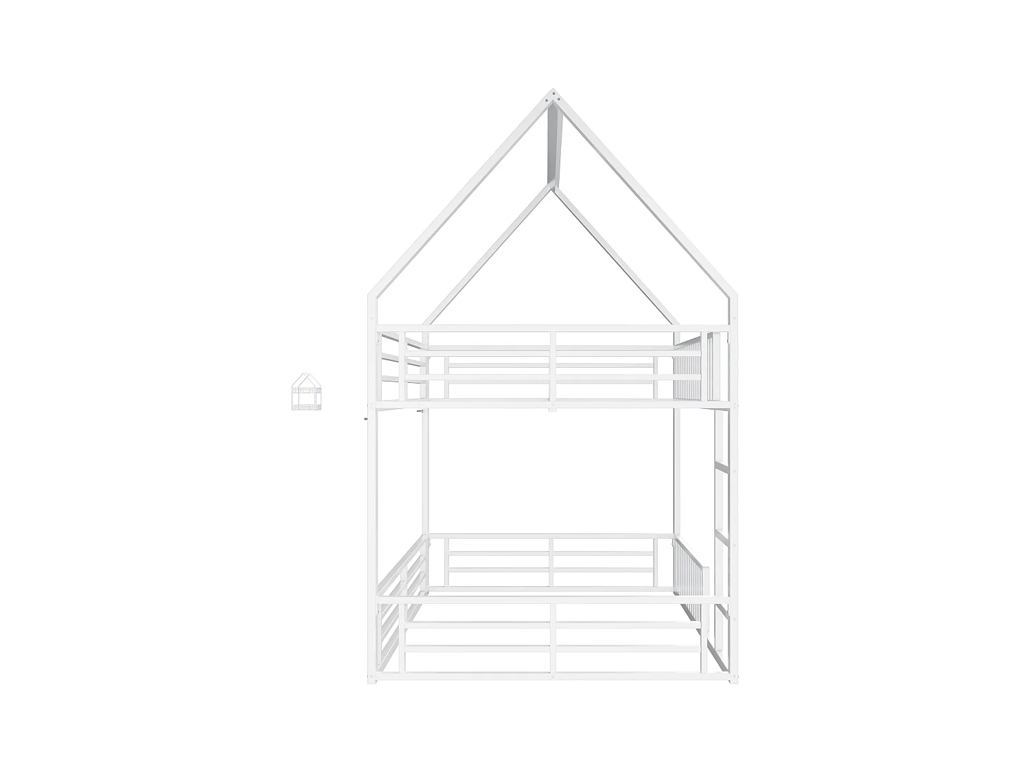 Lit superposé enfant 140x200 cm avec barrières de sécurité et éclairage LED, blanc - sans matelas