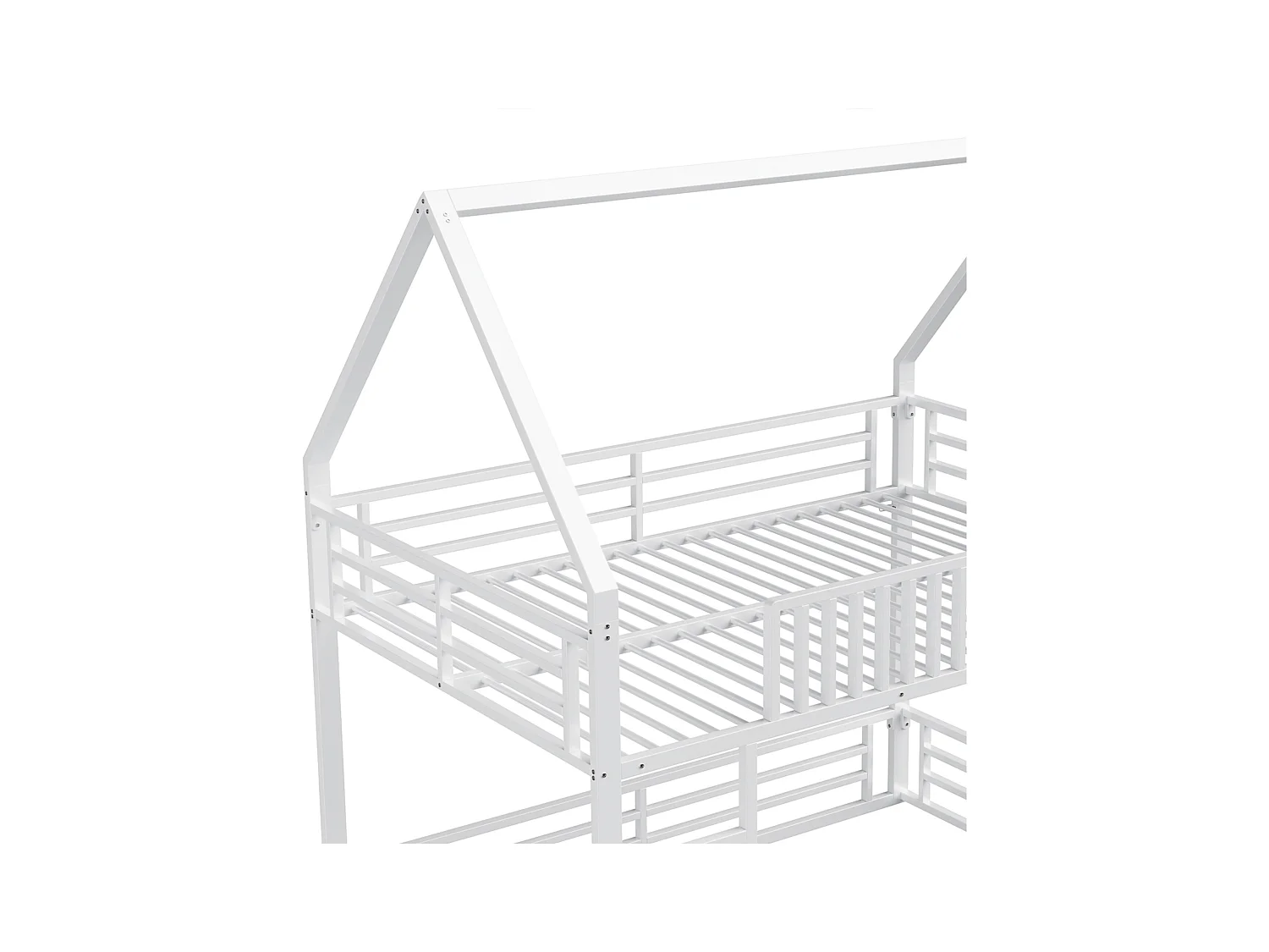 Lit superposé enfant 140x200 cm avec barrières de sécurité et éclairage LED, blanc - sans matelas