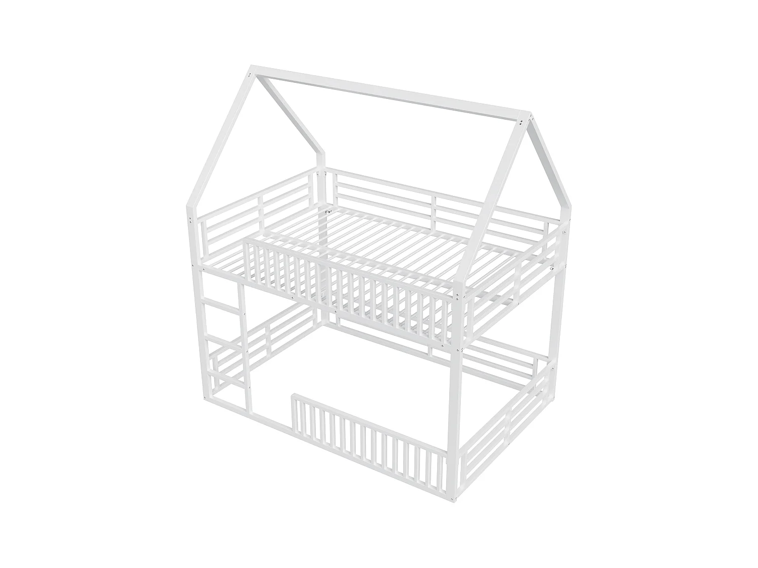 Lit superposé enfant 140x200 cm avec barrières de sécurité et éclairage LED, blanc - sans matelas