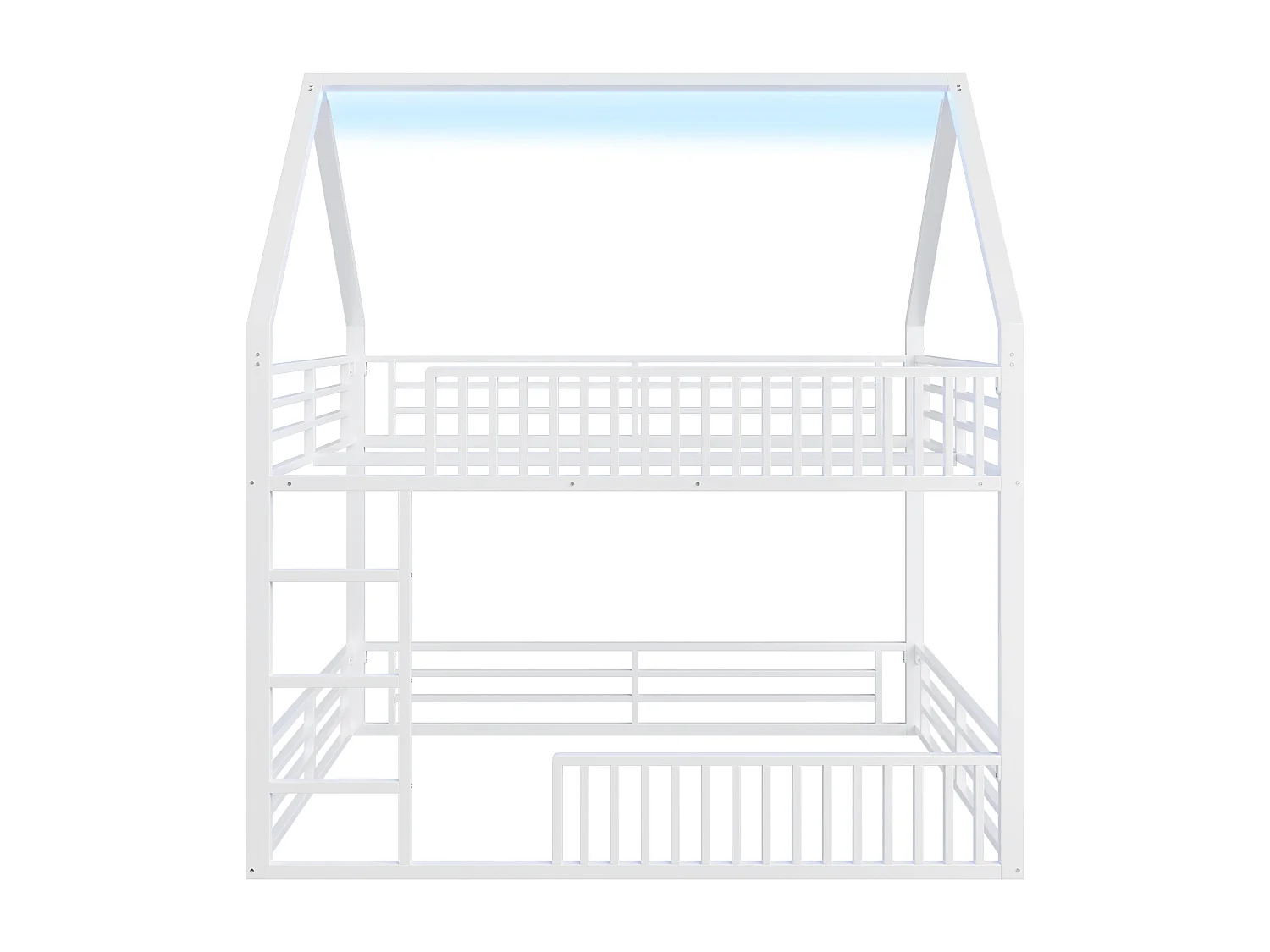 Etagenbett für Kinder 140x200 cm mit Sicherheitsgeländern und LED-Beleuchtung, weiß - ohne Matratze