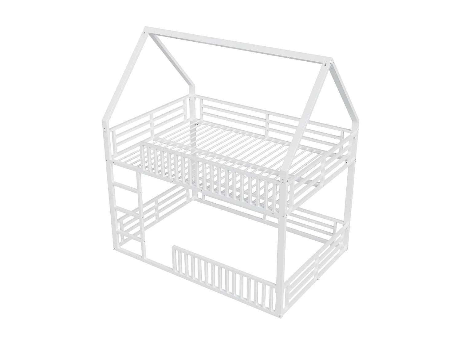 Etagenbett für Kinder 140x200 cm mit Sicherheitsgeländern und LED-Beleuchtung, weiß - ohne Matratze