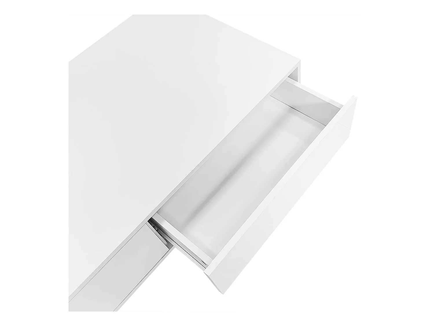 Table basse brillante blanche avec 2 tiroirs de rangement et éclairage LED – pour salon