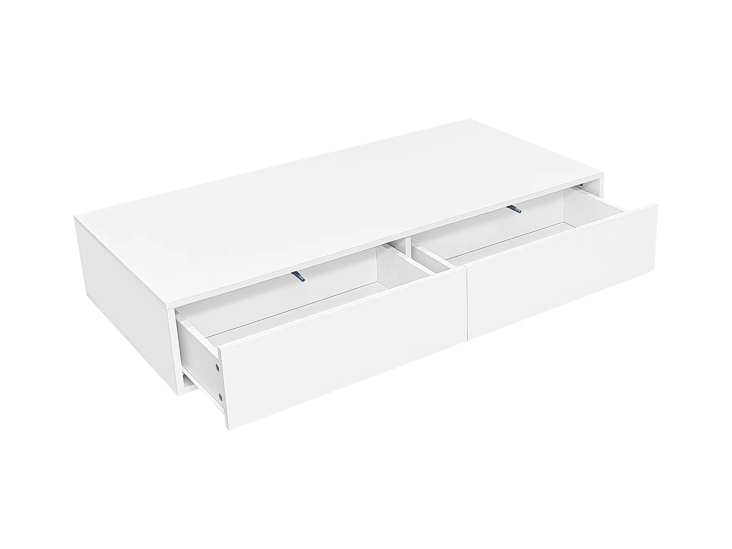 Weißer Hochglanz-Couchtisch mit 2 Aufbewahrungsschubladen und LED-Beleuchtung – Für Wohnzimmer