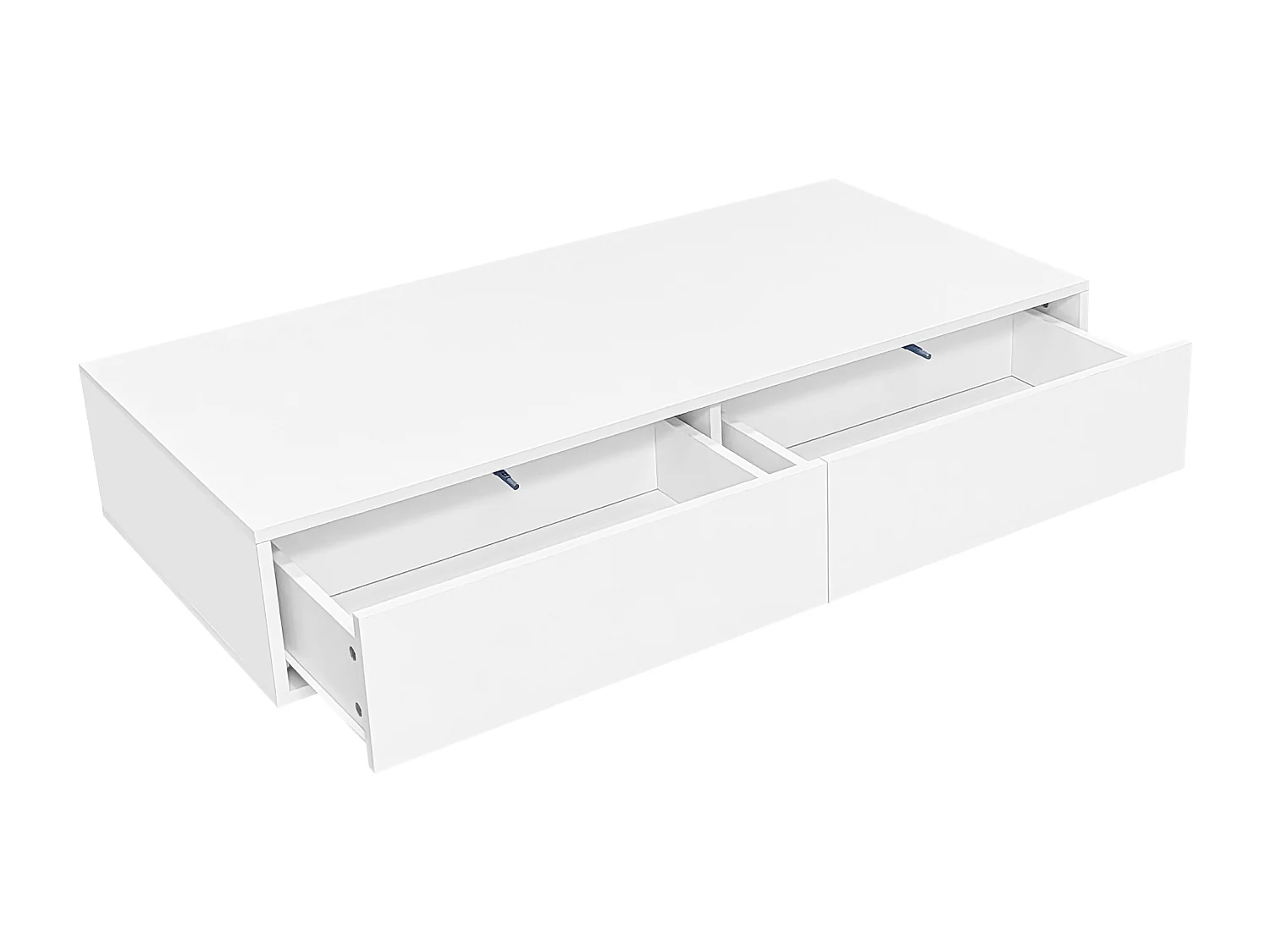 Table basse brillante blanche avec 2 tiroirs de rangement et éclairage LED – pour salon