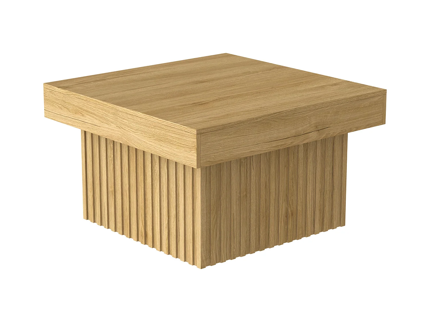 Table basse naturelle avec plateau carré et base en MDF - pour salon et salle à manger